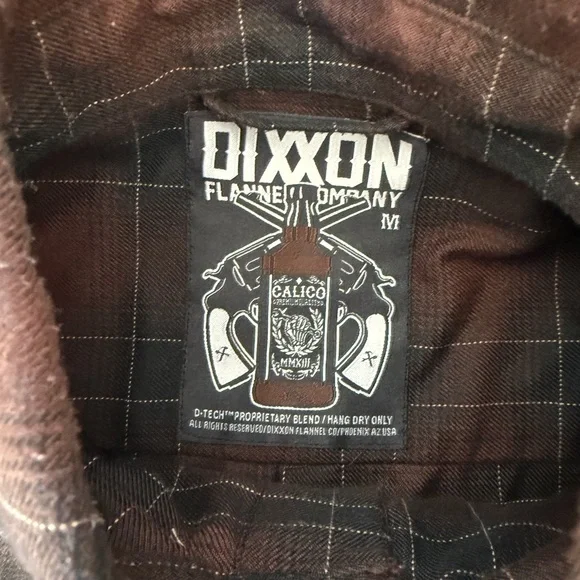 Dixxon Calico flannel shirt, brown and black plaid button-up medium guc - Picture 2 of 12